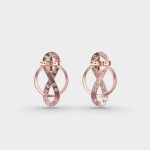 Boucles d'oreilles clous infini en or jaune/blanc/rose 18 carats avec diamants pour femme |   Design floral de luxe |   Fabricant de bijoux OEM/ODM - Product Image 4