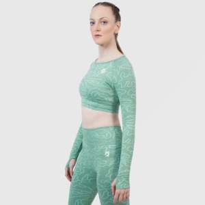 <b>Green</b> Seamless Lift <b>Crop</b> <b>Top</b> for Yoga Comfortable Fitness Apparel - Product Image 4