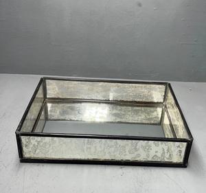 Decorative <b>Tray</b> made with Brass & <b>mirror</b>/ glass used for home decor showcase & storage Supplier from India - Product Image 2