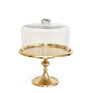 Elegant Design Tabletop Accessories Birthday Cup Cake Stand Gold Plated Finishing Cup Cake Stand With <b>Glass</b> <b>Dome</b> - Product Image 1