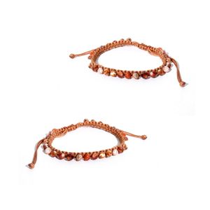 Handmade Gardenia <b>Bracelet</b> in Brown Orange Shades Best Adjustable Cord Jewelry with High Quality Beads for <b>Women</b> and Girls - Product Image 1