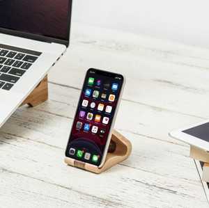 Logo personnalisé Base en bois naturel pour téléphone portable Support de bureau compatible iPhone Chargement de téléphone intelligent et support de lit - Product Image 6