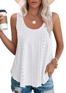 2024 Damen Tank Tops U-Ausschnitt Casual Weste Dolphin Hem Casual Flowy Sommer Ärmellose Tunika T. Shirts <span class=keywords><strong>Stylist</strong></span> und trend ige T, Shirt - Product Image 2