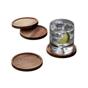 Posavasos hechos a mano de madera de Acacia Natural de calidad de lujo posavasos de madera de mesa de diseño antiguo para accesorios de artículos para bebidas - Product Image 1