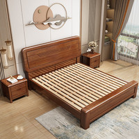 Lit en bois de noyer de taille double king size, fabriqué en Chine, pour chambre à coucher, avec cadre en bois de taille queen size