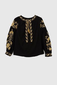 เสื้อสตรี vyshyvanka แท้ปักลายวินเทจผ้ากำมะหยี่ซักได้สีดำลายดอกไม้แนววินเทจ - Product Image 4