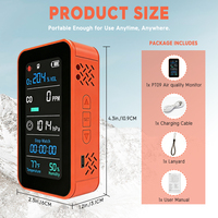 Détecteur portable de CO et O2 - Moniteur de qualité de l'air 6-en-1 avec température/humidité/altimètre/baromètre, conception rechargeable pour usage domestique/extérieur
