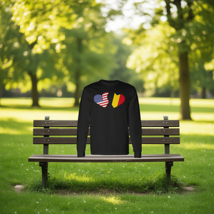 Camiseta de manga larga con bandera de Bélgica y Estados Unidos, diseño de corazón, para amantes de Bélgica y Estados Unidos, linda - Product Image 3