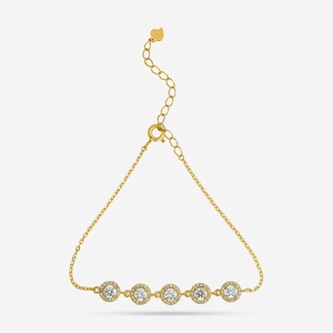 92.5 <b>Silver</b> <b>Bracelet</b> 191379 Rhodium & Gold Plated Diamond & Zircon Key & Number <b>Charms</b> Religious & Ethnic Style for Gifts - Product Image 1