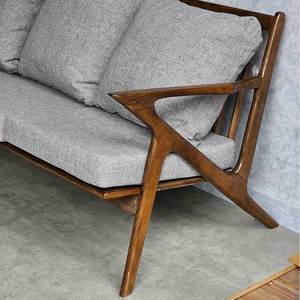 Three-Seat Z-Shaped Sofa <b>Bench</b> 180x55x78cm Ash Wood Frame Fabric Upholstered <b>Cushions</b> Convertible for Living Rooms SFB68088 - Product Image 3