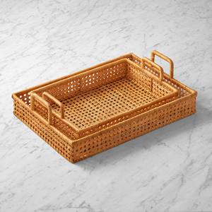 Maravillosa Bandeja Rectangular de Mimbre con Asas, Bandeja de Exhibición de Mimbre Hecha a Mano, Organizador Resistente para Uso en la Cocina - Product Image 4