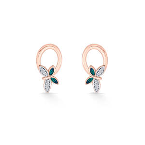 Boucles d'oreilles à clous Celestia Wings pour femmes - Laiton plaqué rhodium et or avec accents de perles et de diamants - Product Image 3