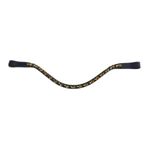 Bride en cuir noir avec bandeau en cristal ambré incurvé pour chevaux, couleur et taille personnalisables, qualité certifiée A+, emballage personnalisé - Product Image 3