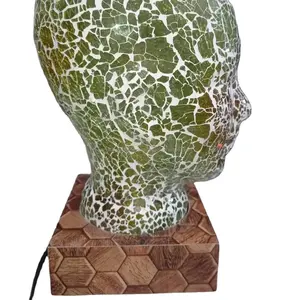 Man face Mosaic glass table lamp factory supplier classic glass shade banker table lamp for bedroom living room