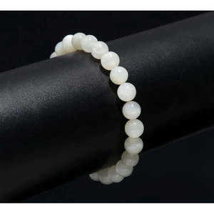 100% Natural 8 mm Smooth Round Beaded <b>Bracelet</b> 7 Inches Crystal <b>Bangle</b> Moonstone Jewelry - Product Image 2