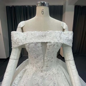 ANY264 Elegante Vestido de Novia con Cuello Barco y Lentejuelas, Vestidos de Boda para Mujer - Product Image 5