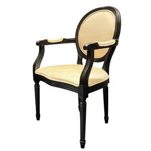 Fauteuil d'appoint Louis capitonné avec revêtement en cuir et structure en bois peint de style antique pour bureau à domicile - GCF118 - Product Image 1