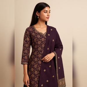 Designer roman discharge kurti set with exquisite handwork <b>details</b> and jacquard dupatta using premium fabric luxury boutique - Product Image 4