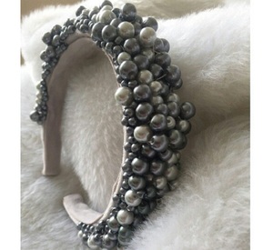 Grey Silver Colored <b>Headbands</b> Handcrafted Bohemian <b>Headband</b> With Seed <b>Bead</b> Designs Inspired By Nature And Tribal Patterns - Product Image 1