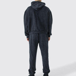 Chándal deportivo con estampado de algodón 100% de alta calidad para hombre, conjunto de fondo de Sudadera con capucha de 2 piezas de talla grande de invierno, tela suave ecológica - Product Image 2