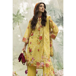 Traje de Chifón Estampado Transpirable de 3 Piezas para Mujer con Borlas y Dupatta, 100% Algodón, Colección SD-52159 - Product Image 1