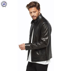 แจ็กเก็ตหนังสำหรับผู้ชายเสื้อแจ็กเก็ตหนังดีไซน์ใหม่ดีไซน์ปกสีดำสำหรับผู้ชาย OEM 2024 - Product Image 4