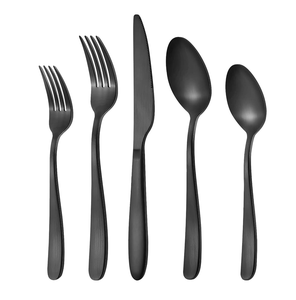 Cuillère à dessert en acier miroir 4 pièces en gros ensembles de cuillères de restauration en acier en vrac noir mat poli meilleur prix - Product Image 2