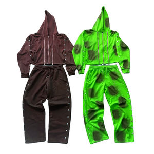 Survêtement Baggy Jogger surdimensionné Streetwear d'hiver sur mesure pour homme avec un col orné de strass à capuche à triple fermeture éclair - Product Image 2