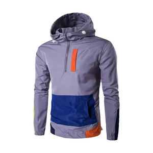 2025 OEM logotipo personalizado frente chaquetas de hombre 100% poliéster lona transpirable media cremallera pulóver acolchado cuello alto - Product Image 3