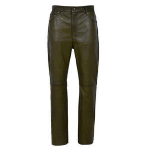 Pantalon coupe-vent d'extérieur en cuir d'agneau véritable fait à la main pour hommes, coupe-vent à taille basse et à boutons, prix raisonnable - Product Image 1