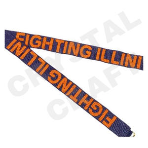 Fighting Illini personalizado oro blanco semilla bolsa de cuentas correas 'Hook Em Horns' accesorio de moda correa de monedero con cuentas - Product Image 1