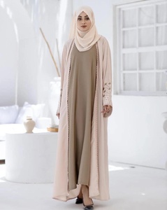 2025 élégant couleur unie pakistanais fabricant turquie dubaï modeste Abaya Cardigan doux crêpe ample longue Maxi grande taille - Product Image 3