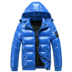 Vente en gros Veste matelassée chaude d'hiver avec col montant fermeture éclair complète et bouffante imperméable à l'eau toutes tailles-Vêtements d'extérieur unis pour hommes avec capuche - Product Image 4