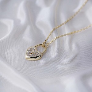Colgante de Candado con Forma de Corazón y Circonita Transparente, Chapado en Oro, Hecho a Mano en Turquía, Joyería de Plata de Ley 925 para Mujeres y Niñas - Product Image 4