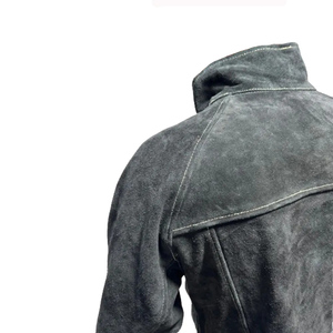 Veste de soudage en cuir suédé noir Vestes de sécurité au travail en cuir de vachette fendu robuste pour soudeurs Vestes de sécurité - Product Image 5