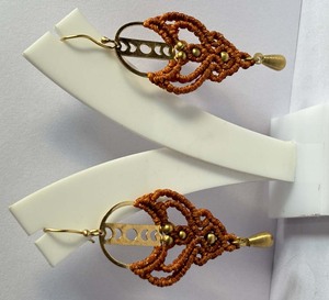 Mélange brun rouge fils de couleur perles en laiton balancent à la mode paire boucle d'oreille 925 argent 20MM rond trouver bijoux 15mm femmes - Product Image 5