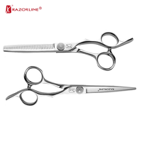 Pour RK125 SET Ciseaux de coiffure professionnels en acier inoxydable courbé avec poignée ergonomique, ciseaux de barbier, fournitures de salon de coiffure