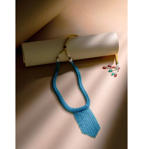 Fashion Blue Handmade <b>Thread</b> <b>Beads</b> Long Mala Necklace for Women Boho Ethnic Jewelry Party Casual Style - Product Image 1