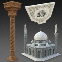 Colonne en marbre naturel sculptée à la main, entièrement personnalisable, de style moderne et haut de gamme, pour la décoration extérieure de mosquée, avec motifs islamiques.