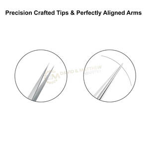 อุปกรณ์แต่งหน้าสำหรับขนตาปลอมแหนบปลายแหลมปลายแหลมแบบโค้งตรงทำจากสเตนเลสสตีล - Product Image 4