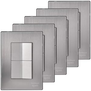 Placas de pared para interruptores de escalera, MXIIU-005, 5 piezas, interruptor de escalera x2, 125-250 VCA, 10 A, 50/60 Hz, plateado, acero inoxidable/P - Product Image 1