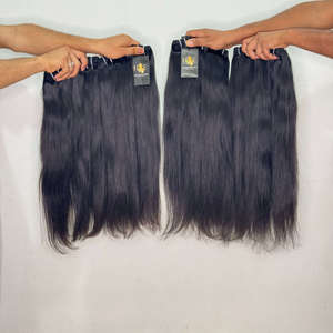 Extensiones de cabello liso virgen indio sin procesar, cabello humano indio virgen con cutícula alineada, paquetes de cabello rizado brasileño con cutícula alineada - Product Image 1