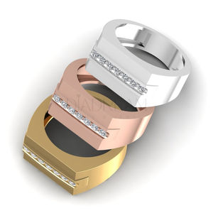 Excellente bague en diamant Moissanite glacé éblouissante pour hommes en argent sterling 925 bague ronde pour hommes - Product Image 6