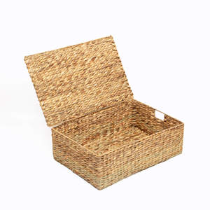Natural Bin <b>Water</b> Hyacinth Basket Boxes Handmade Sustainable Storage Bins Straw Box Baskets - Product Image 3