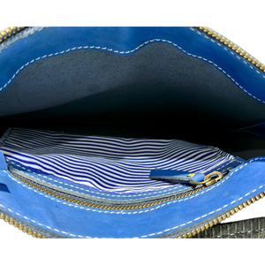 Riñonera cruzada de cuero genuino Unisex con cremallera patrón geométrico forro de lona azul nuevo diseño 2026 elegante de alta calidad - Product Image 3