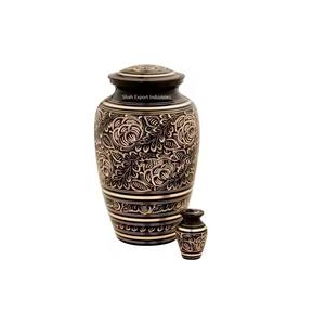 Urne de crémation en aluminium imprimée d'arbre d'or de style européen pour des cendres humaines Urne de crémation bleu royal avec la mendicité de velours - Product Image 6