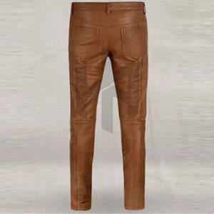 Pantalons en cuir pour hommes Offres Spéciales fabriqués en usine en gros pantalons en cuir taille moyenne décontractés légers et droits de haute qualité - Product Image 3