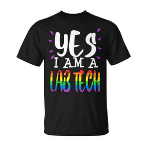Lab Tech Pride Rainbow T-Shirt à manches courtes et col rond unisexe pour adulte, chemise promotionnelle à impression numérique - Product Image 2