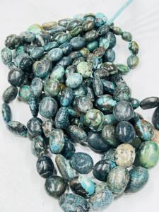 Hilo de 14 pulgadas de grado AAA de turquesa tibetana Natural, forma ovalada suave, cuentas de piedras preciosas sueltas, tamaño de 18-25mm - Product Image 4