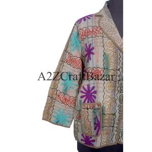 Abrigo Largo Reversible de Estilo Bohemio Indio Kantha, Transpirable y Ecológico para Mujer, Chaqueta de Punto de Algodón para Otoño e Invierno, Kimono - Product Image 4